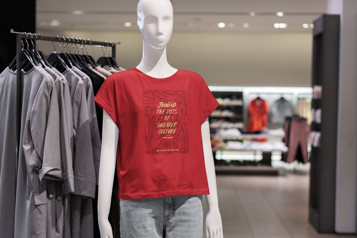时尚高端高品质的T恤背心服装设计VI样机展示模型