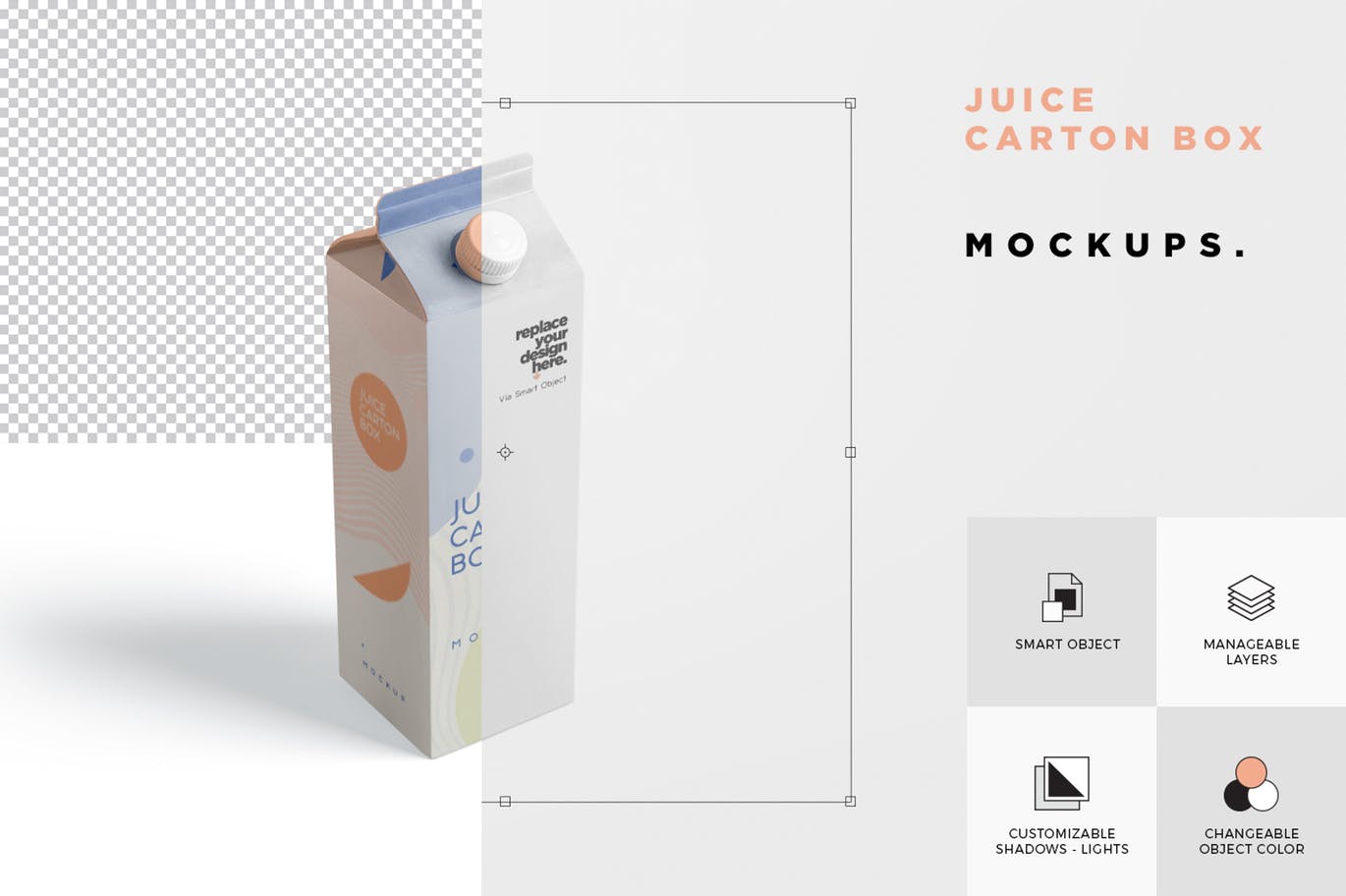 时尚高端专业的高品质果汁-牛奶样机-1升纸箱-大号包装设计V