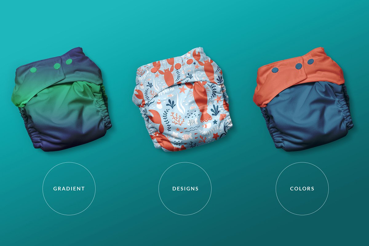 环保多次使用的婴儿尿布设计展示样机