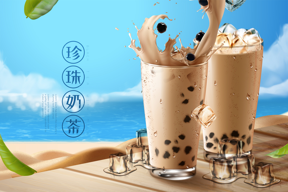 清新风格珍珠奶茶橱窗海报模板1