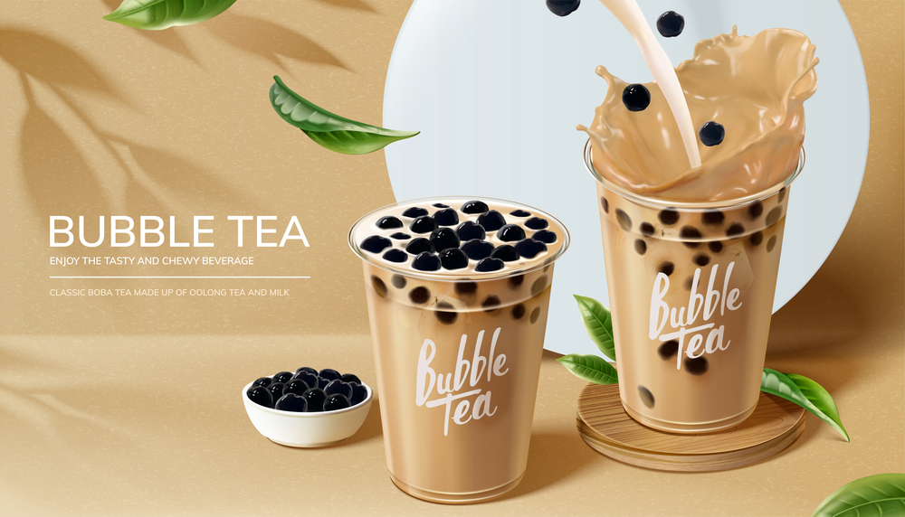 清新风格珍珠奶茶橱窗海报模板3
