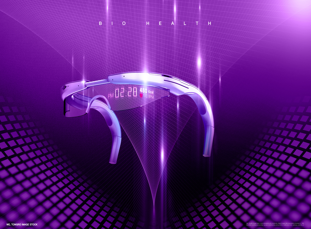 科技生活紫色蓝牙耳机合成海报