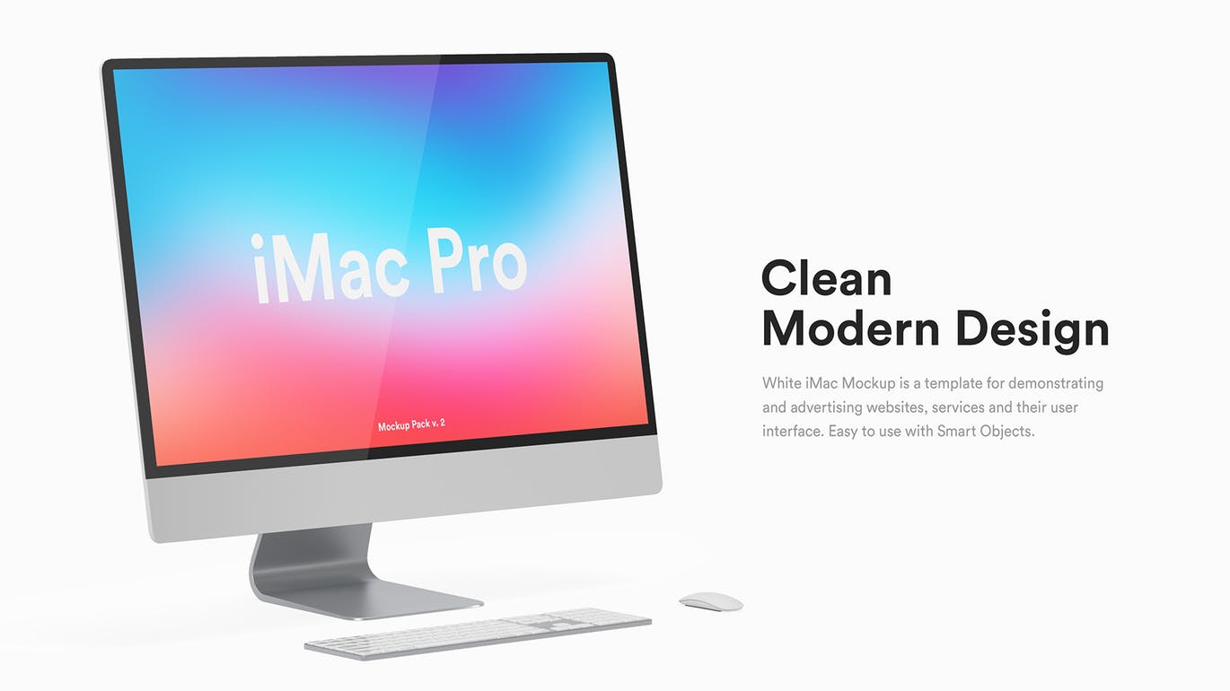 高品质的白色iMac Pro UI样机展示模型mockups