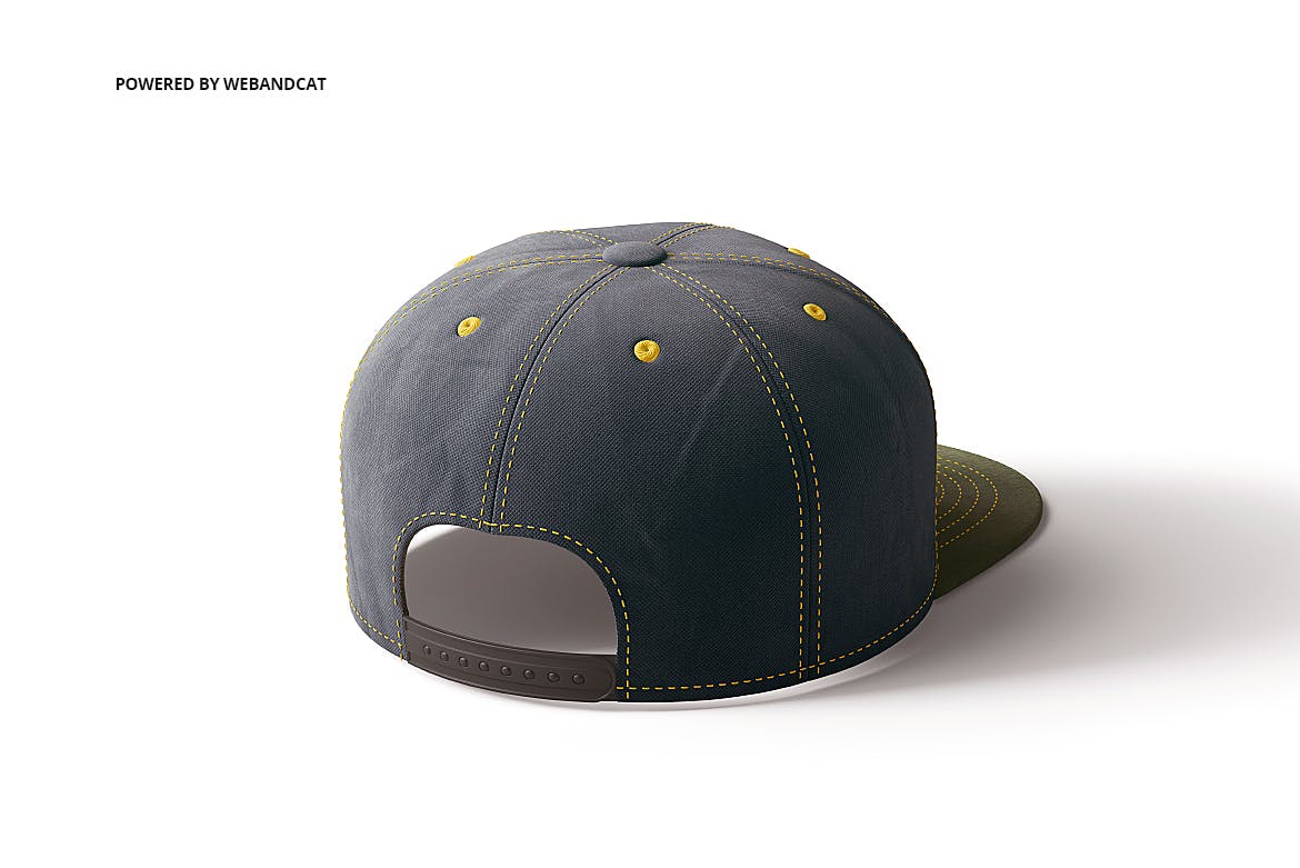 逼真质感的鸭舌帽棒球帽子设计VI样机展示模型