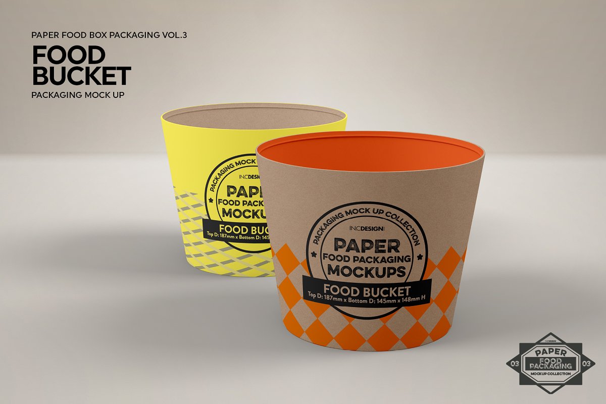 全家桶食品纸桶包装设计样机