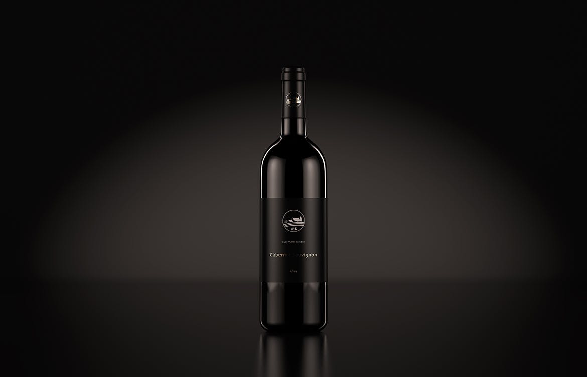 高品质的时尚高端逼真质感的葡萄酒红酒酒瓶包装设计