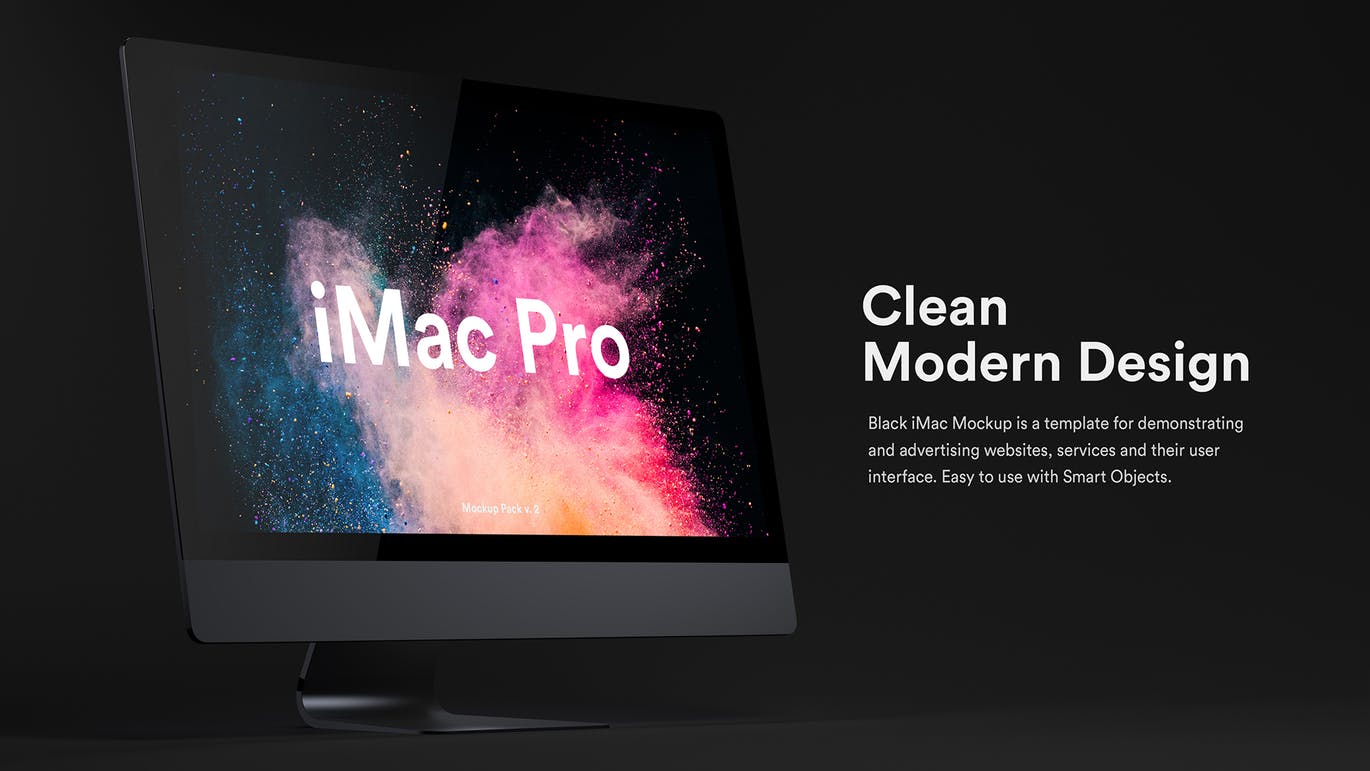 高品质的时尚高端黑暗质感的iMac Pro UI样机展示模型