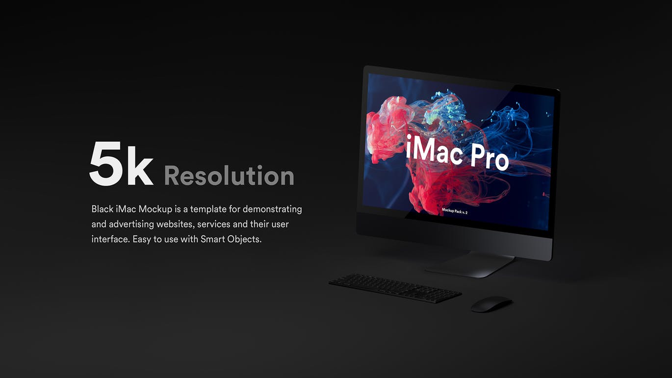 高品质的时尚高端黑暗质感的iMac Pro UI样机展示模型
