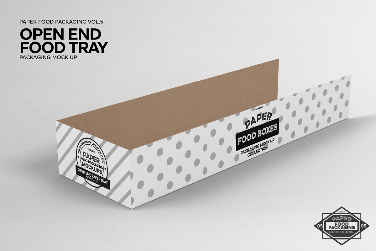 长方形无盖食品纸盒包装样机