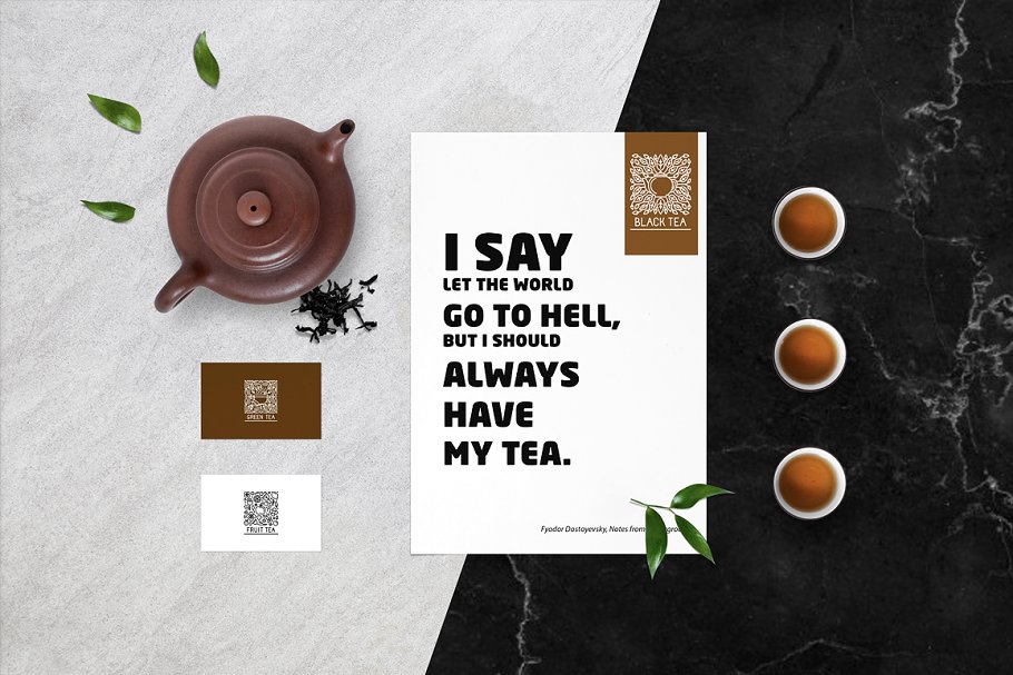 紫砂壶场景的茶文化茶叶品牌VI设计展示样机素材下载
