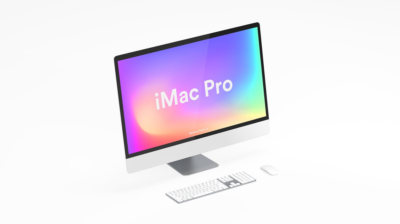 高品质的白色iMac Pro UI样机展示模型mockups