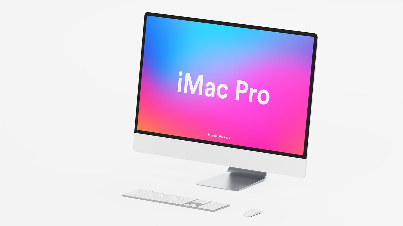 高品质的白色iMac Pro UI样机展示模型mockups