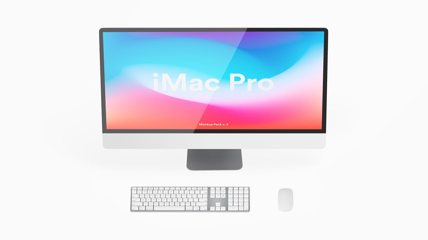 高品质的白色iMac Pro UI样机展示模型mockups