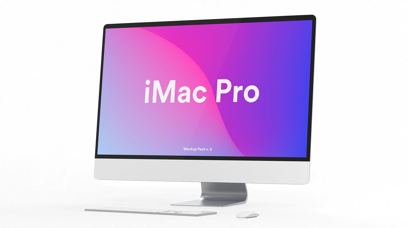 高品质的白色iMac Pro UI样机展示模型mockups