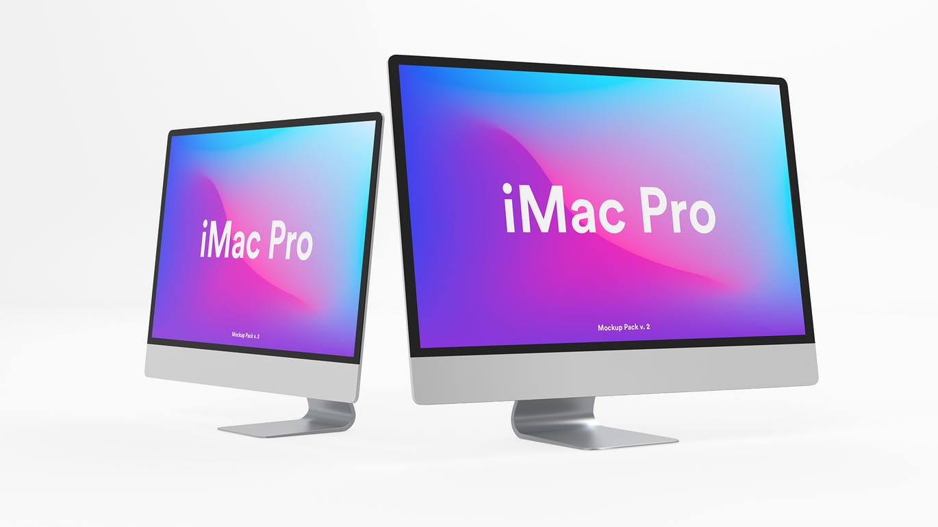 高品质的白色iMac Pro UI样机展示模型mockups