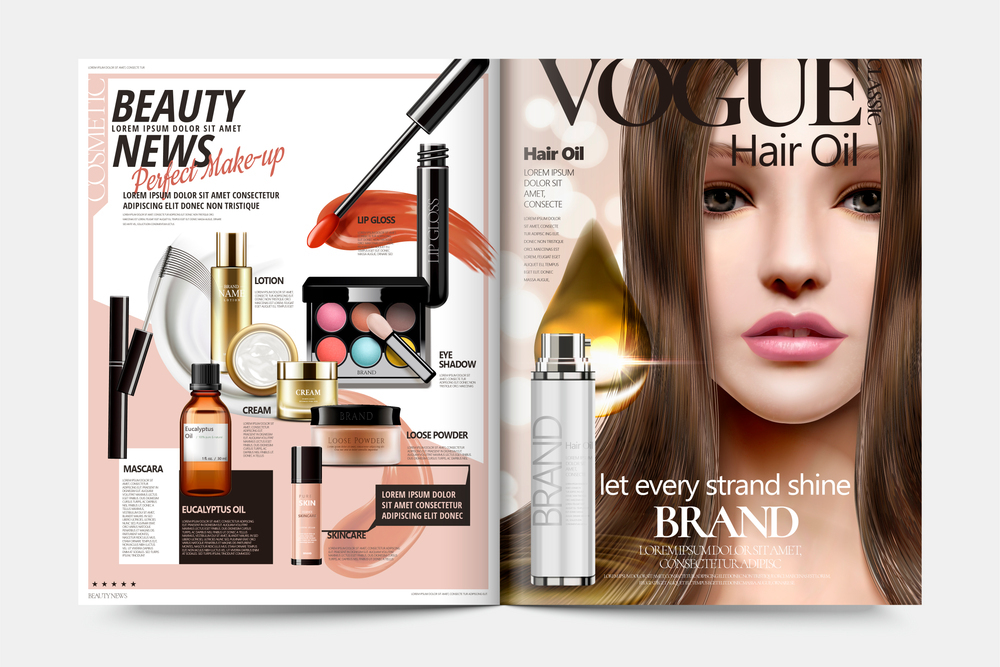 化妆品彩妆VOGUE风格杂志海报版面设计