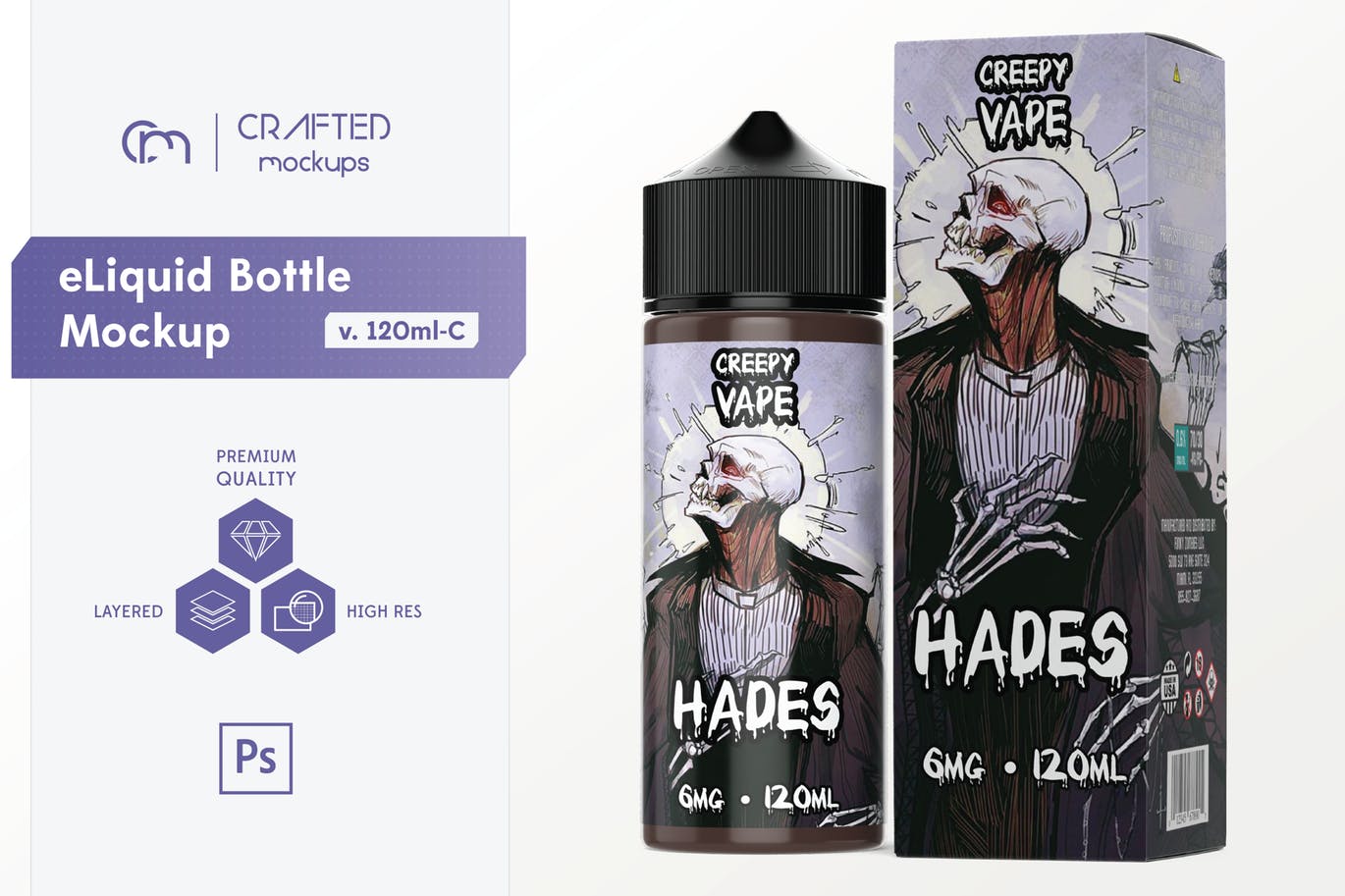 容量装电子烟油瓶外观设计预览样机模板 eLiquid Bot