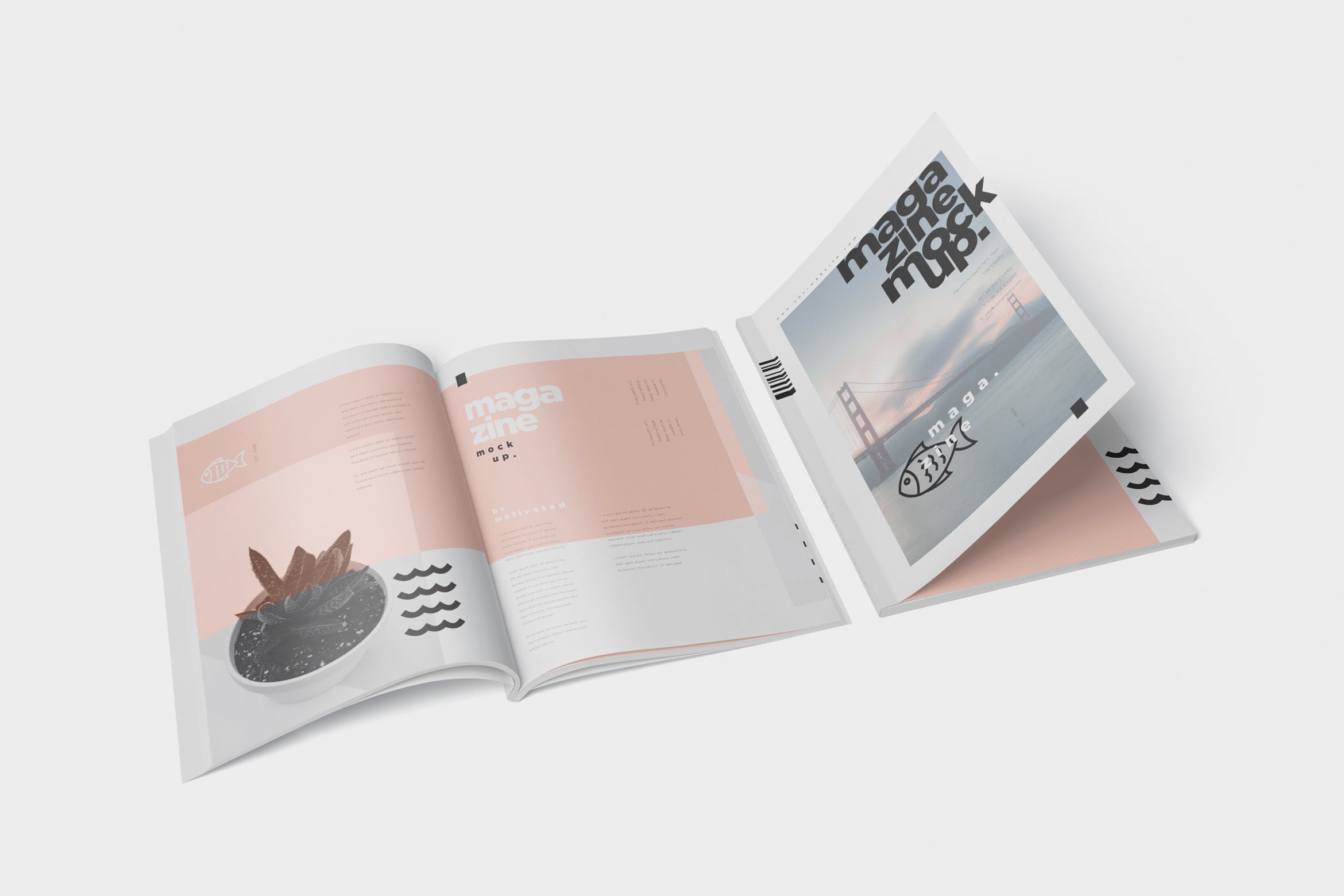 A4尺寸大小杂志封面内页版式设计图样机 Magazine M