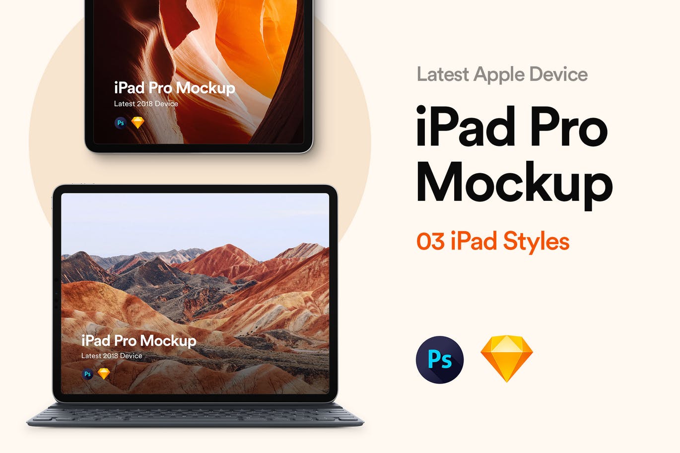 高品质的iPad Pro 2018 UI样机展示模型mock