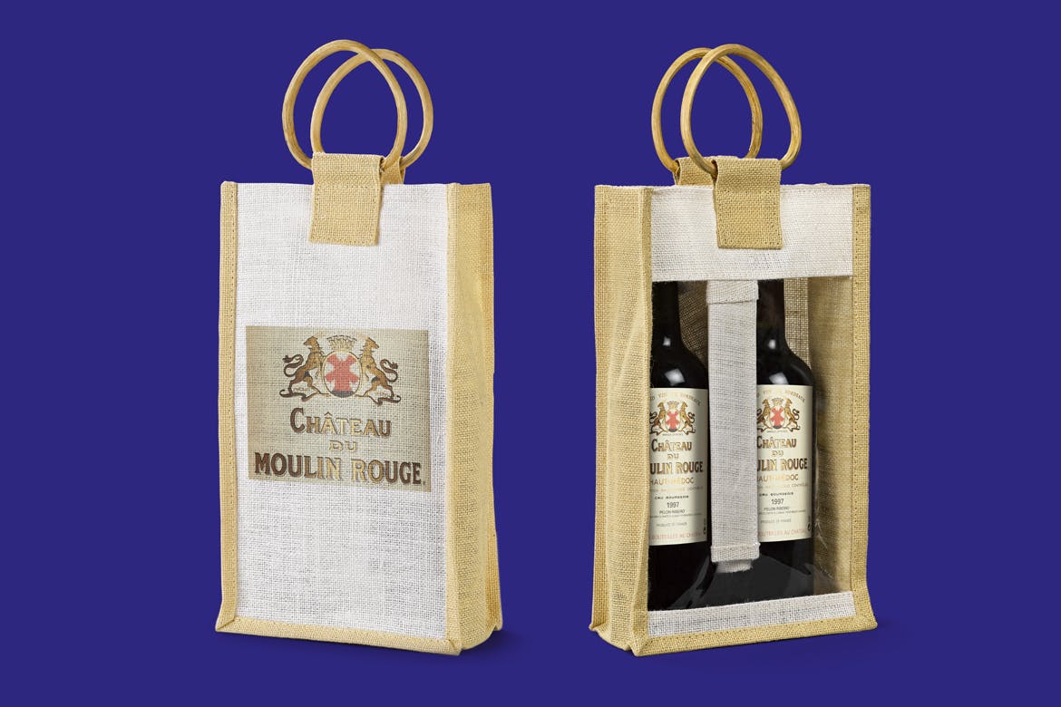 便携式洋酒葡萄酒礼品袋设计图样机 Wine_Bag_Gift