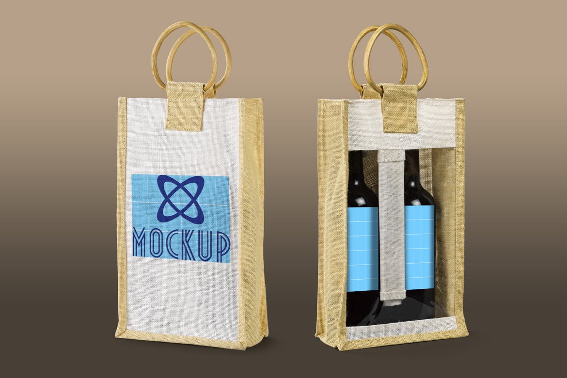 便携式洋酒葡萄酒礼品袋设计图样机 Wine_Bag_Gift