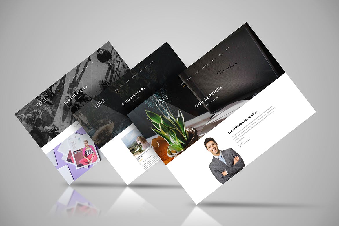 网站设计3D立体演示效果图样机模板 Web Themes M