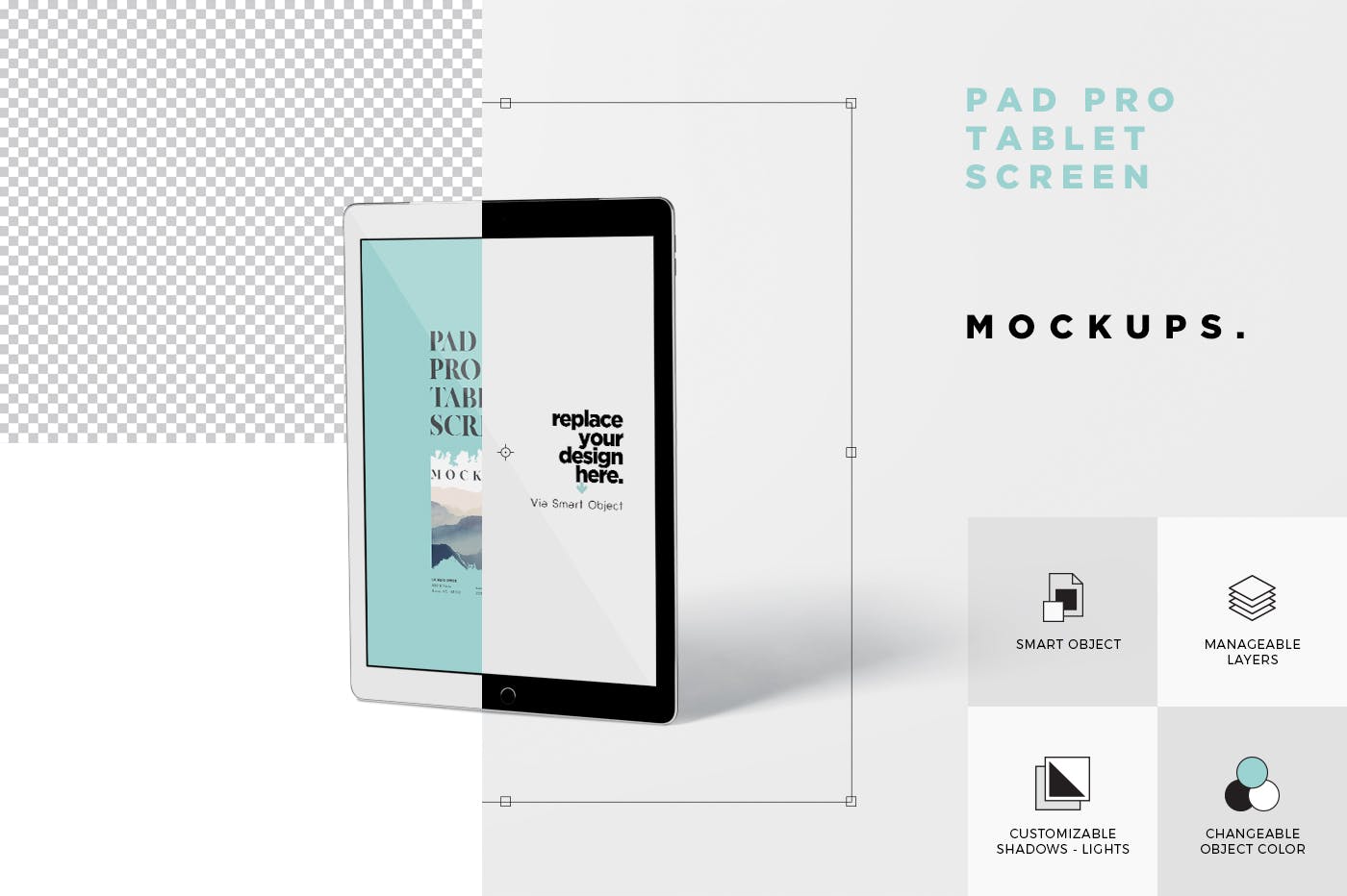 多角度iPad Pro屏幕演示样机PSD模板 Pad Pro