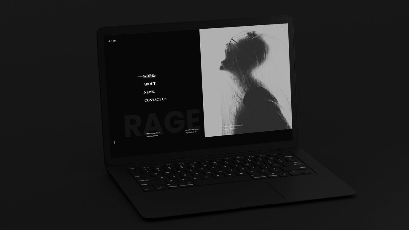 黑色超级笔记本屏幕预览样机模板 Black Laptop M