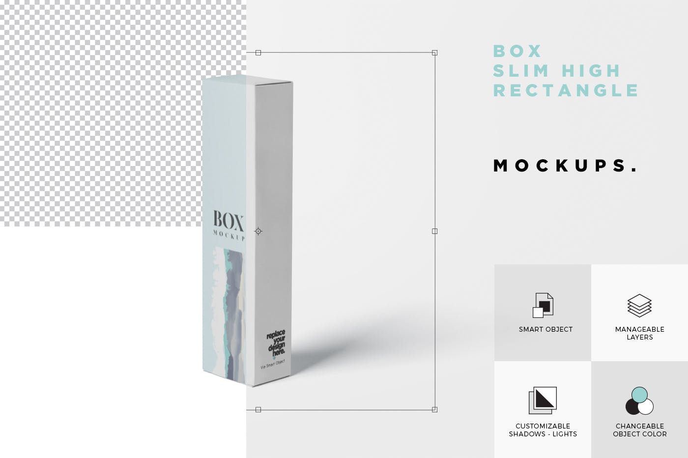 长条形化妆品护肤品包装纸盒设计图样机 Box Mockup