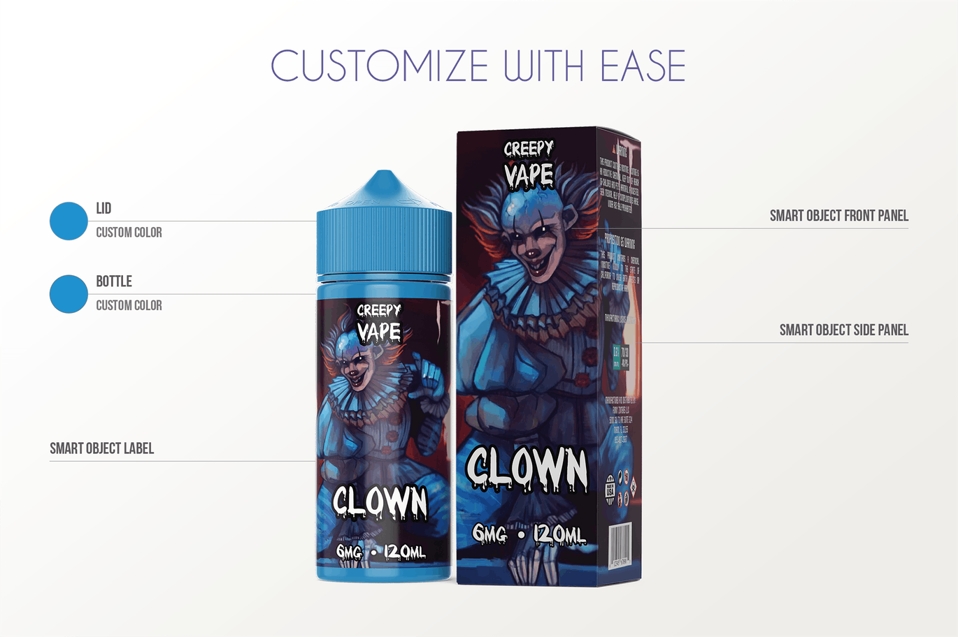 容量装电子烟油瓶外观设计预览样机模板 eLiquid Bot