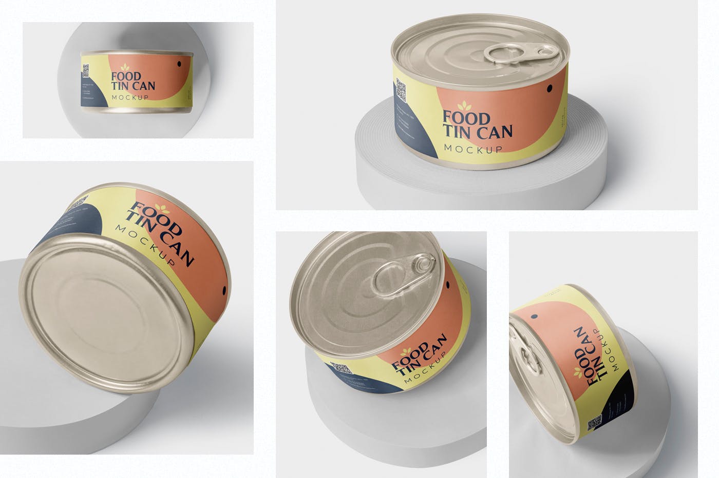 迷你型食品罐头外观设计图样机模板 Food Tin Can