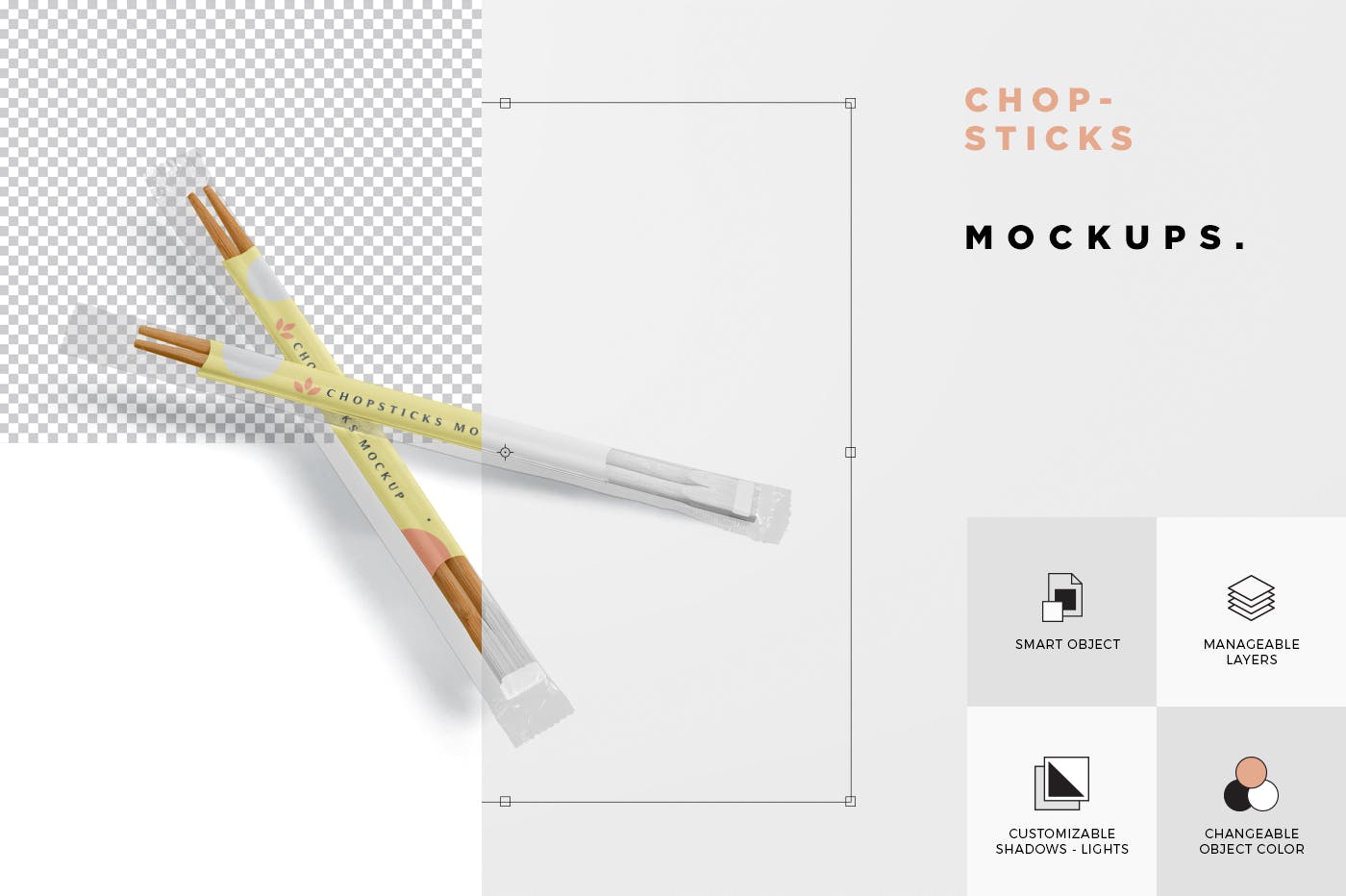 筷子透明包装设计效果图样机 Chopsticks Mocku