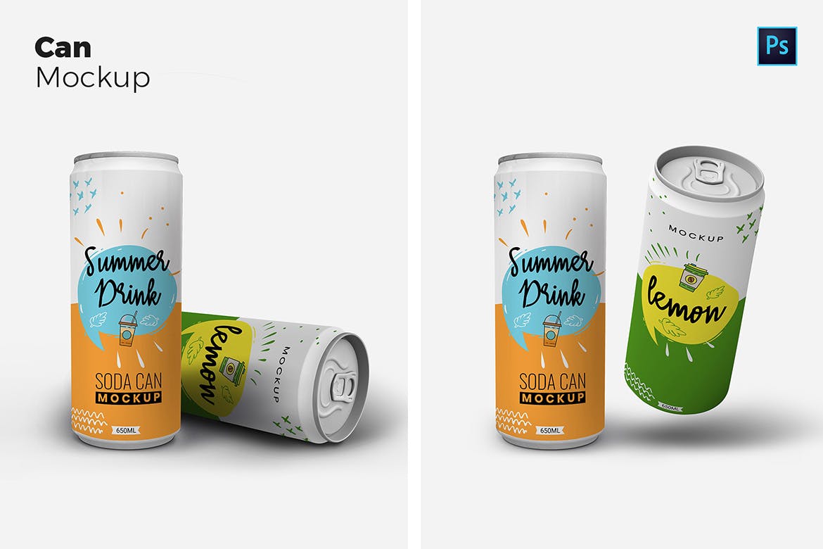 苏打水饮料易拉罐外观设计样机 Tin Can Mockups