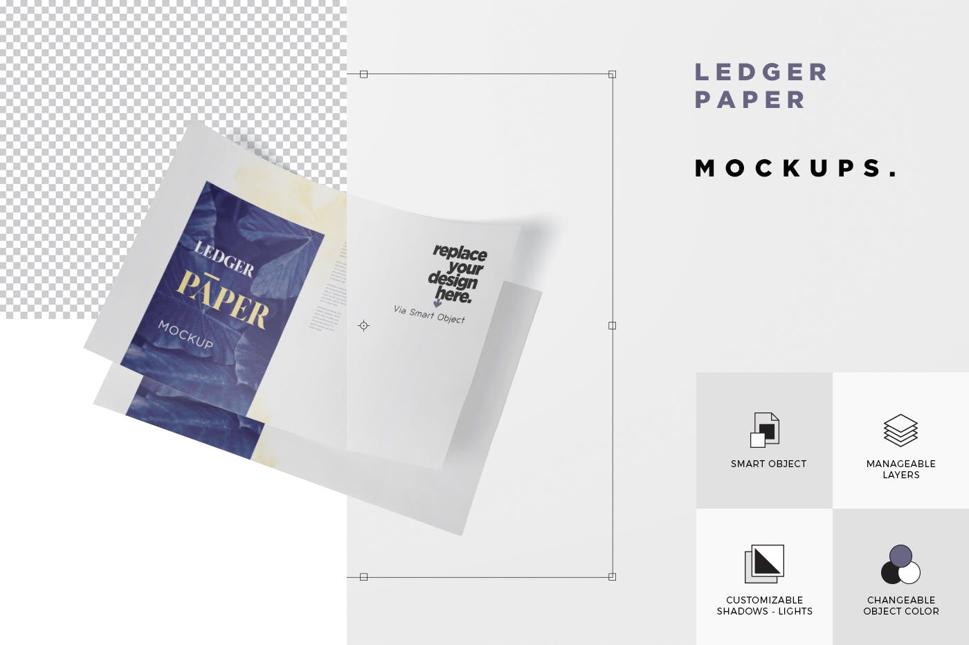 印刷品设计效果图样机模板 Ledger Paper Mock