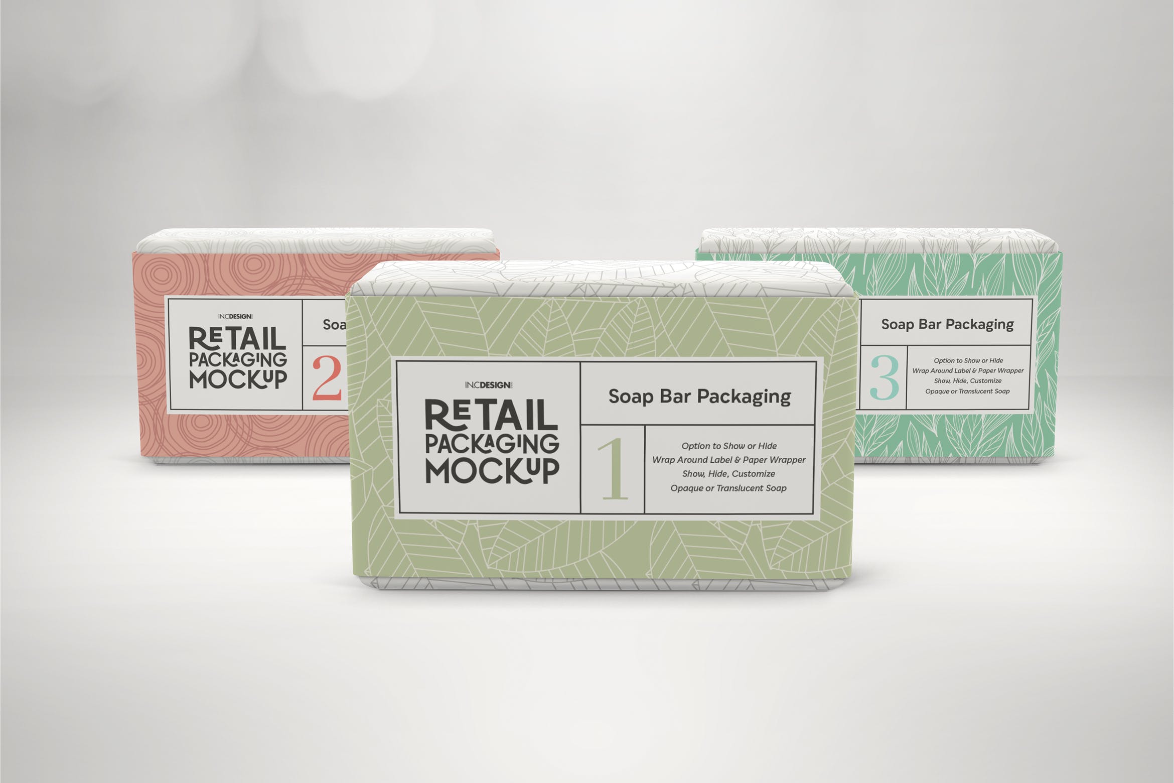 肥皂包装纸袋设计效果图样机 Retail Soap Bar