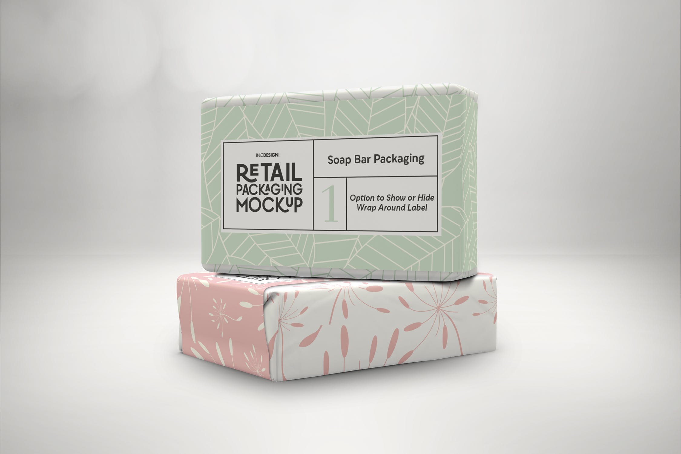 肥皂包装纸袋设计效果图样机 Retail Soap Bar