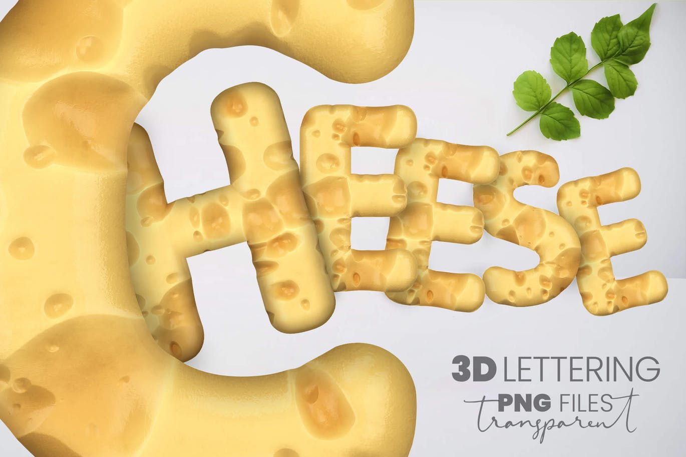 时尚高端奶酪芝士3D立体英文字体字母集合