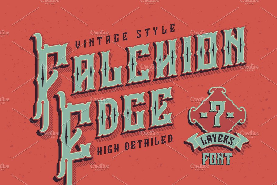 复古设计字体 Layered typeface Falchi