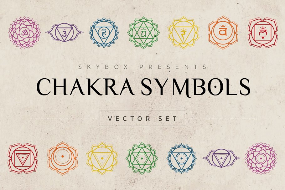 脉轮符号矢量图形 Chakra Symbols Vector