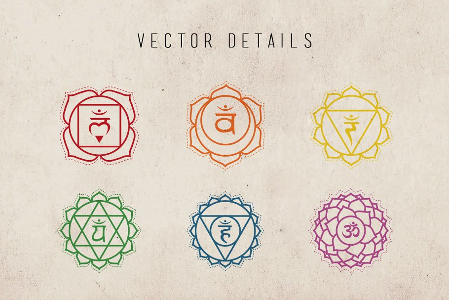 脉轮符号矢量图形 Chakra Symbols Vector