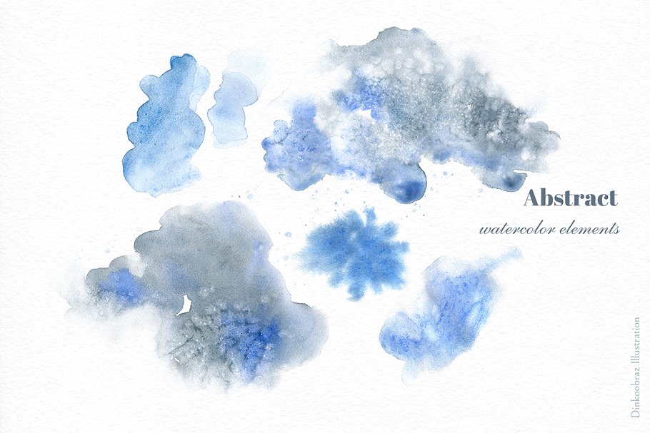 蓝色童话冬季雪鼠水彩剪贴画设计素材