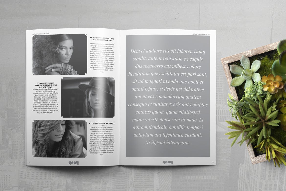 个性的黑白杂志设计宣传画册设计模板下载[indd]