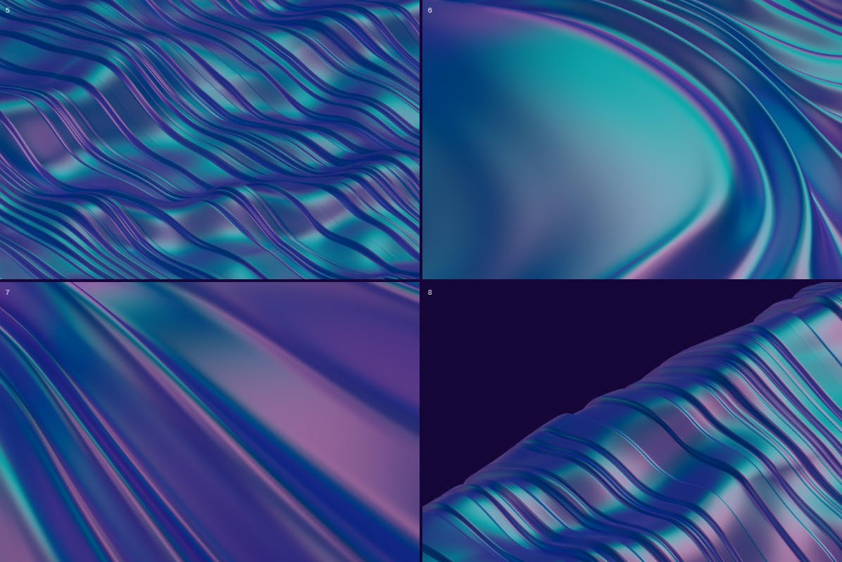 抽象的绚丽金属3D波浪背景底纹纹理集合