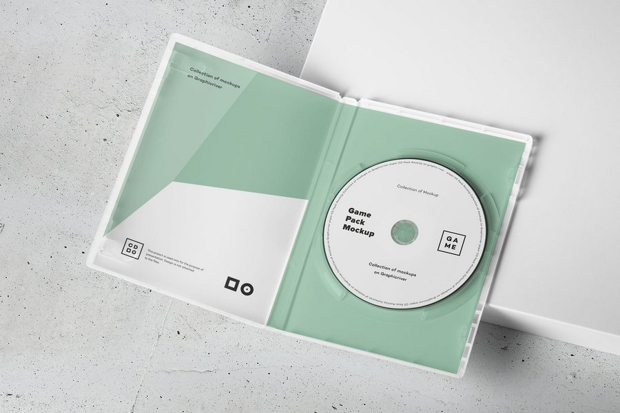 游戏音乐DVD光盘塑料盒包装盘面封面展示效果图VI智能贴图