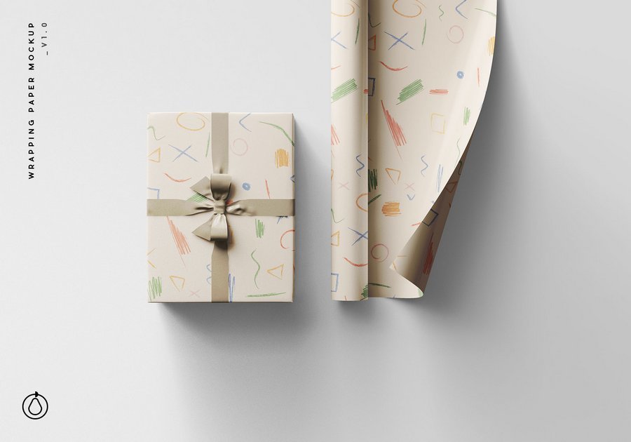 纸皮礼品盒包装纸纸张桌面平铺图案展示效果图VI智能贴图PS样