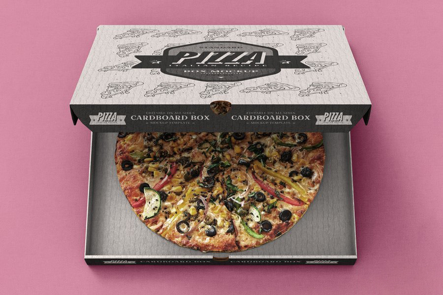 方形敞开式披萨盒餐厅餐饮食品外卖纸盒包装盒