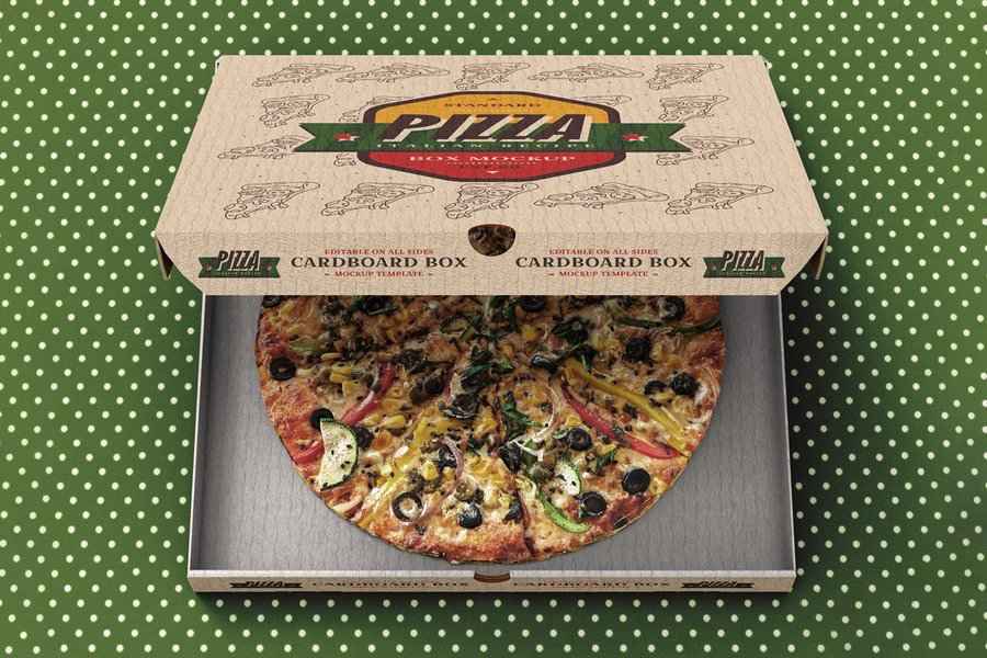 方形敞开式披萨盒餐厅餐饮食品外卖纸盒包装盒