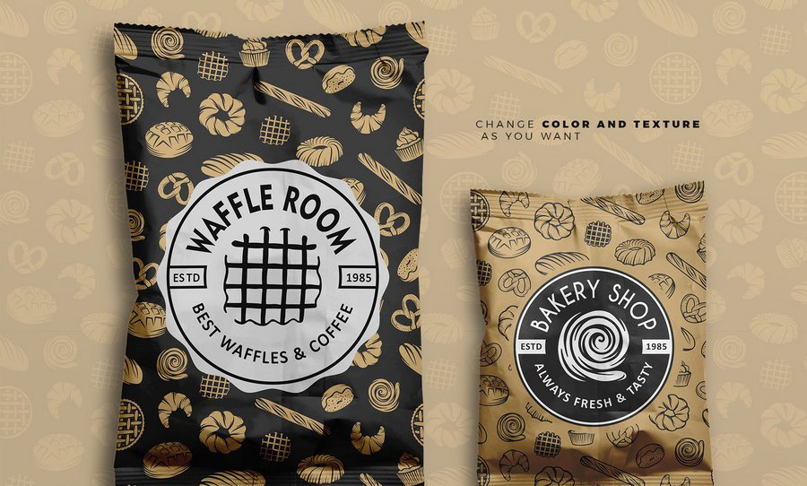 袋装零食饼干面包枕头式食品包装袋塑料袋品牌形象展示