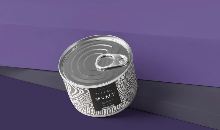 金属罐罐头食品包装标签展示效果图VI智能贴图