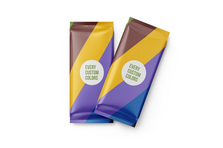 长方形巧克力糖果零食塑料袋食品包装袋展示效果图